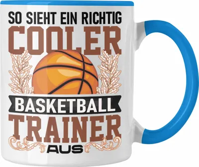 Produktbild von Trendation - Basketball Trainer Tasse Geschenk Lustig Spruch So Sieht Ein Richtig Cooler Basketball Trainer Coach Aus (Blau)
