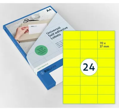 Produktbild von Rillprint – Etikett 70 x 37 mm, Fluorgelb, 2400 Etiketten