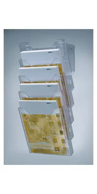 Produktbild von Wandprospekthalter 5 Fächer DIN A4 Ku.grautransparent