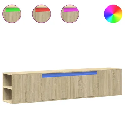 Produktbild von vidaXL TV-Wandschrank mit LED-Beleuchtung Sonoma-Eiche 180x31x39,5 cm