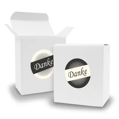 Produktbild von SET DANKE (Motiv36) 24x Faltschachtel Quader weiß  + Sticker