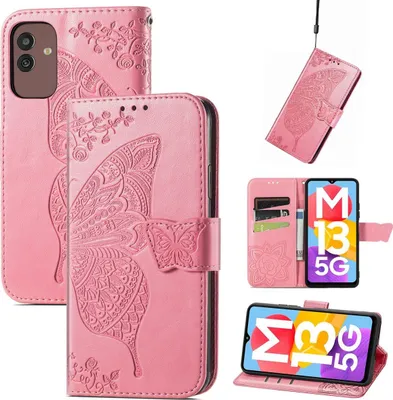 Immagine prodotto di Custodia König Design compatibile con Samsung Galaxy M13 5G, realizzata in ecopelle, per smartphone - Custodia rosa