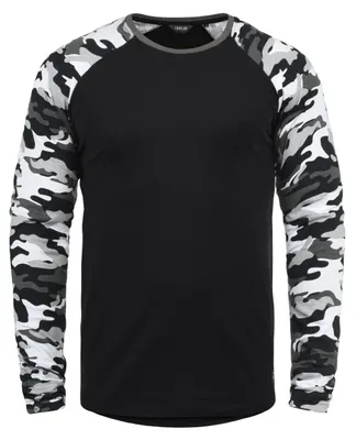 Produktbild von SOLID SDCajus Herren Longsleeve Langarmshirt Shirt mit Camouflage-Muster Rundhals-Ausschnitt Baumwollmischung Regular fit