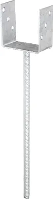 Immagine prodotto di Alberts 215101 Supporto per pali a U, con ancoraggio per calcestruzzo in acciaio ondulato, zincato a caldo, larghezza netta 101 mm, lunghezza dell'ancoraggio per calcestruzzo 400 mm, set da 2