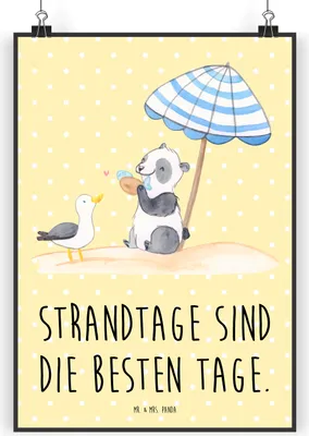 Produktbild von Mr. & Mrs. Panda Bild Sommer Strandtage DIN A4 - Gelb Pastell - Geschenk, drucke, Küstenurlaub, am Strand, Urlaub Meer, Herbst, kunstdruck poster, Emotionen, Wandbild