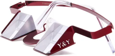 Sicherungsbrille "Classic" von YY Vertical in Rot und Transparent; geeignet für Kletteraktivitäten.