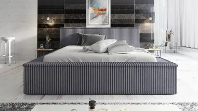 Produktbild von Polsterbett RIA 180x200 mit Matratze und Bettkasten. Farbe: Dunkelgrau.