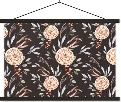 Produktbild von MuchoWow® Textilposter Rosen - Natur - Braun 60x40 cm mit schwarzem Rahmen - Hölzernes