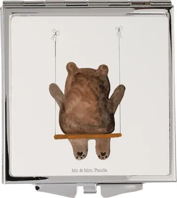 Produktbild von Mr. & Mrs. Panda Frauen Spiegel Bär Schaukel - Weiß - Geschenk, Verlust Trauer Trauergeschenk Traurig Trösten Trost Liebeskummer Liebe Verliebt, Klappspiegel, Kleiner