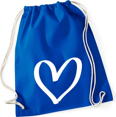 Produktbild von Huuraa Turnbeutel Herz Heart 12 Liter Bright Royal Baumwolle Rucksack Geschenkidee