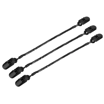 Produktbild von 3 Stück schwarze Mützenhalter mit Clip & Spiralkordel, für Angeln & Outdoor
