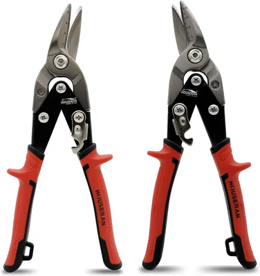 Image de Ciseaux de tôle de 25 cm, lot de 2, pour coupe gauche et droite, en acier inoxydable, pour professionnels