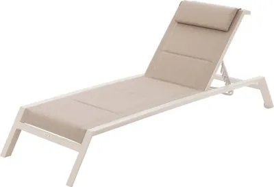 Produktbild von Liegestuhl "allure" leinen & ton 2 räder aus aluminium und texalin - Hespéride