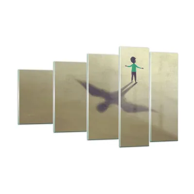 Produktbild von Bilder auf glas - 5 Teile - Kind Symbol Vogel - 100x60cm - Glasbilder - Wandbilder - Bilder - zum Aufhängen bereit - Wanddekoration aus Glas - Glas Bilder - Wandbild auf Glas - GEG100x60-4765
