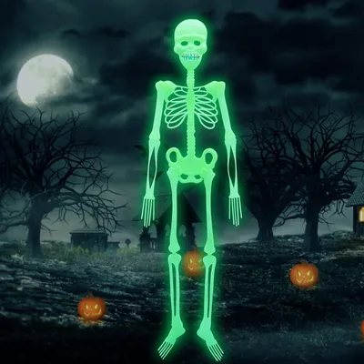 Leuchtendes Skelett 90 cm – Halloween-Dekoration zum Aufhängen