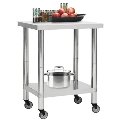 Produktbild von vidaXL Küchen-Arbeitstisch mit Rollen 80x30x85 cm Edelstahl