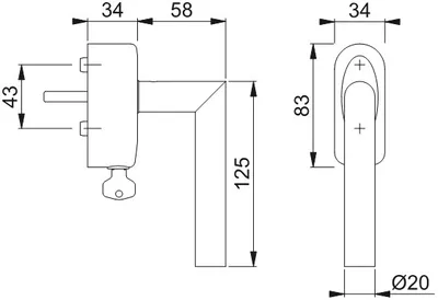 Produktbild von Fenstergriff Ams.E1400Z/US950S VA F69 37mm Secustik®/abschl.