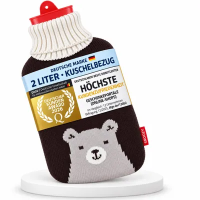 Zdjęcie produktu dla Oryginalna butelka na gorącą wodę Snoozy 2 litry + przytulny pokrowiec z misiem