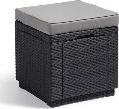 Immagine prodotto di Keter Garden Pouf Table - ALLIBERT by KETER - Cube with Cushion - Graphite Gray - 47.1 L
