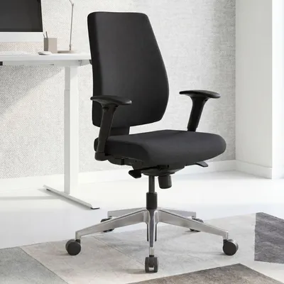 Produktbild von FineBuy Bürostuhl DARIUS Schwarz mit Stoff-Bezug Design Schreibtisch-Stuhl mit Synchromechanik & Armlehnen Drehstuhl Drehsessel ergonomisch 120 kg