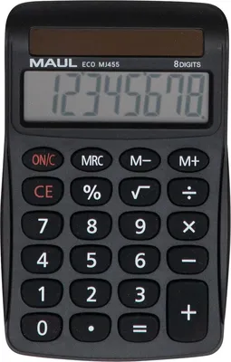 Immagine prodotto di Calcolatrice da tavolo MAUL ECO MJ 455 Display LCD a 1 riga, 8 cifre Solare 11,2 x 7,1 x 2 cm nero