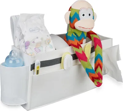 Obrázok produktu pre Relaxdays taška na posteľ k poschodovej posteli, 8 priehradiek, detská a ošetrovateľská posteľ, plstený organizér na posteľ na zavesenie HBT 23 x 43 x 11 cm, biela