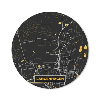 Produktbild von MuchoWow® Mauspad Mousepad Stadtplan - Karte - Deutschland - Gold - Langenhagen - Karte 50x50 cm - Mousepads - Maus Mat - Pad - Mausunterlage - Vinyl