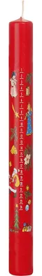 Produktbild von INNA-GLAS Advents Stabkerze TEMPERANCE, Adventstage Fotodruck, rot-bunt, 25cm, Ø2,3cm -  Germany - Adventskalender Kerze