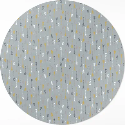 Produktbild von Boho Indische Pfeile zartes Muster – Vinyl Fußmatte – Ø 130cm – Rutschfest – Pflegeleicht & Langlebig