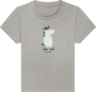 Produktbild von Mr. & Mrs. Panda Babyshirt Einhorn Joker 12. - 18. Monat - Heather Grey - Geschenk, Unicorn, Einhörner, T-Shirt Baby, Kinder Shirt, Organic, Gaukler, , Mittelalter