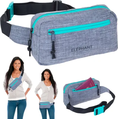 Produktbild von Bauchtasche Hüfttasche Crossbag Elephant Travel Gürteltasche Waist Bag Wimmerl Fahrrad Outdoor Gassi Bag Tasche ebike Joggen 13027 Grau Türkis