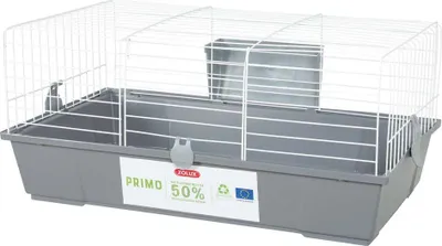 Produktbild von Zolux Nagetierkäfig Primo, 80 cm, Weiß-Grau, aus 50% recyceltem Kunststoff, inkl. Rassel