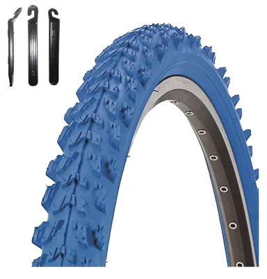 Zdjęcie produktu dla 1 x Opona rowerowa Kenda K-829 Psycho MTB, rozmiar 24 x 1,95 (50-507), kolor niebieski, w zestawie z łyżkami do opon