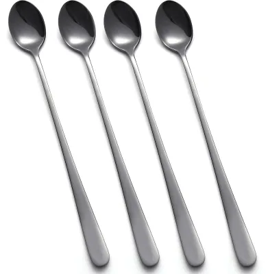 4er-Set Latte-Löffel, Edelstahl, 23 cm, schwarz