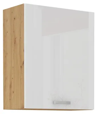 Produktbild von Hängeschrank 60 cm Eiche Artisan + Weiß Hochglanz Küchenzeile Küchenblock Küche