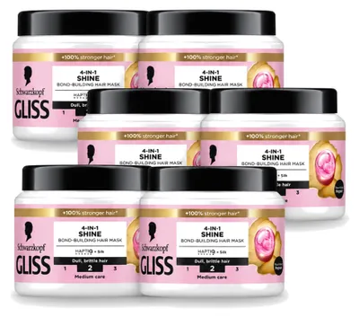 Productafbeelding van 6 x Gliss Liquid Silk 4-in-1 haarmasker - 400 ml - Voordeelverpakking - 6 stuks