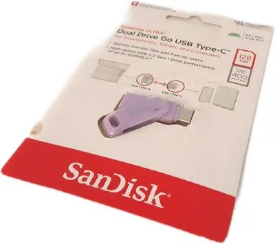 Produktbild von SanDisk Ultra Dual Drive Go USB 128GB, 128 GB, USB Type-A / USB Type-C, 3.2 Gen 1 (3.1 Gen 1), 400 MB/s, Drehring, Lavendel