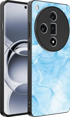 Produktbild von Smartphonica Handytasche Passend für Oppo Find X7 mit Marmordruck - TPU Rückendeckung Fall Marmor Design - Hellblau