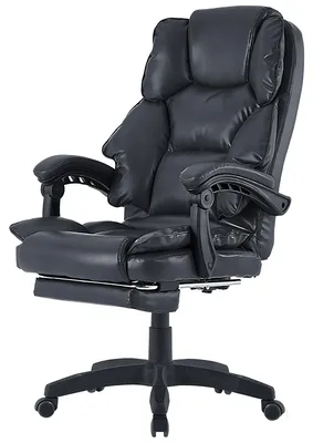 Produktbild von Bürostuhl mit Fußstütze und flexiblen 3-Punkt-Armlehnen ergonomischer Schreibtischstuhl im Lederoptik-Design mit einer verstellbaren Rückenlehne für gesündere Sitzhaltung,Farbe:Schwarz