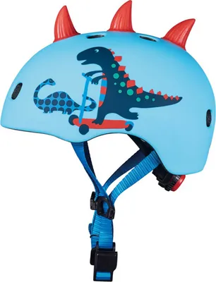 Produktbild von Micro Mobility Micro PC Helm 3D Scootersaurus, Helm mit offenem Visier, Hartschalenbau, Schnappverschluss-System, Matt