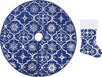 Obrázek produktu pro vidaXL deka na vánoční stromek s ponožkou Modrá 150 cm Látka