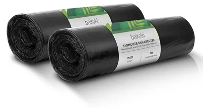 Immagine prodotto di Sacchi per rifiuti Bakoki da 240 litri - Estremamente resistenti allo strappo, extra robusti, ideali per uso domestico e giardino