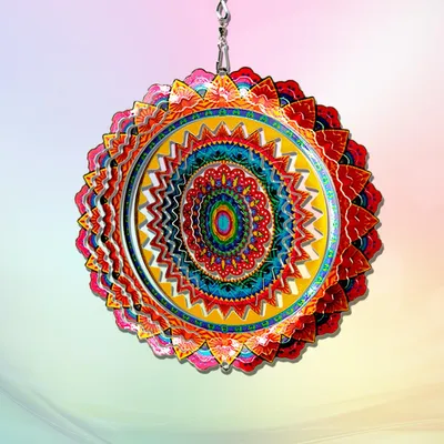 Windspinner Edelstahl 6 Zoll Mandala mehrfarbig für Garten