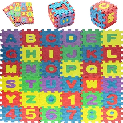 Immagine prodotto di Tappetino puzzle da 36 pezzi, realizzato in schiuma EVA, dimensioni 15,5 x 15,5 x 0,8 cm, ideale per la cameretta dei bambini