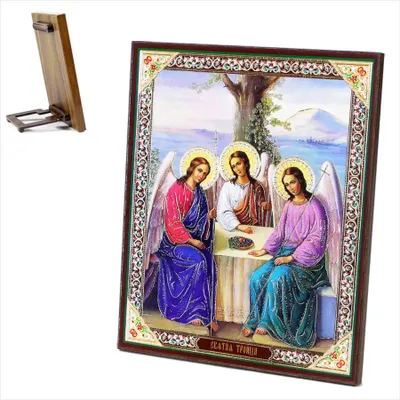 Produktbild von Ikone Heilige Dreifaltigkeit Holz 15x18cm Heiligenbild Christlich Orthodox