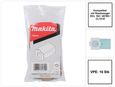 Produktbild von Makita 194565-3, Staubbeutel, Stabstaubsauger, Makita, 10 Stück(e)