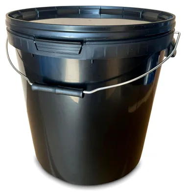 Produktbild von 5 x 20 Liter Eimer Schwarzer Kunststoffeimer mit Deckel Lebensmittelecht stapelbarerer Milcheimer Vorratseimer Honigeimer Lebensmittelfreigabe Behälter Leereimer für Mehl Wassereimer