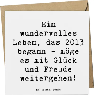 Produktbild von Mr. & Mrs. Panda Glückwunschkarte Spruch 2013 Geburtstag Wundervoll - Weiß - Geschenk, Klappkarte, Alter, Ein wundervolles Leben, faltkarte, anlasskarte, Glück, Grußkarte