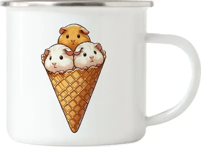 Produktbild von Meerschweinchen Waffeleis Emaille Tasse Haustierliebe Meerschweinchen Charme