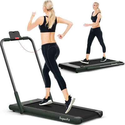 Produktbild von COSTWAY 2 in 1 Laufband mit APP & Fernbedienung | Bluetooth | 1-12 km/h | LED Display | Handyhalterung | klappbar | bis 120 kg belastbar Grün
